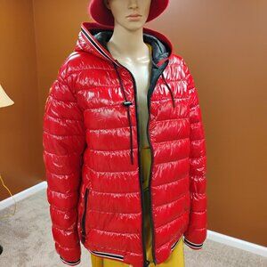 Calvin Klein Red Puffer Jacket | Size L | Water Resistant | Hooded